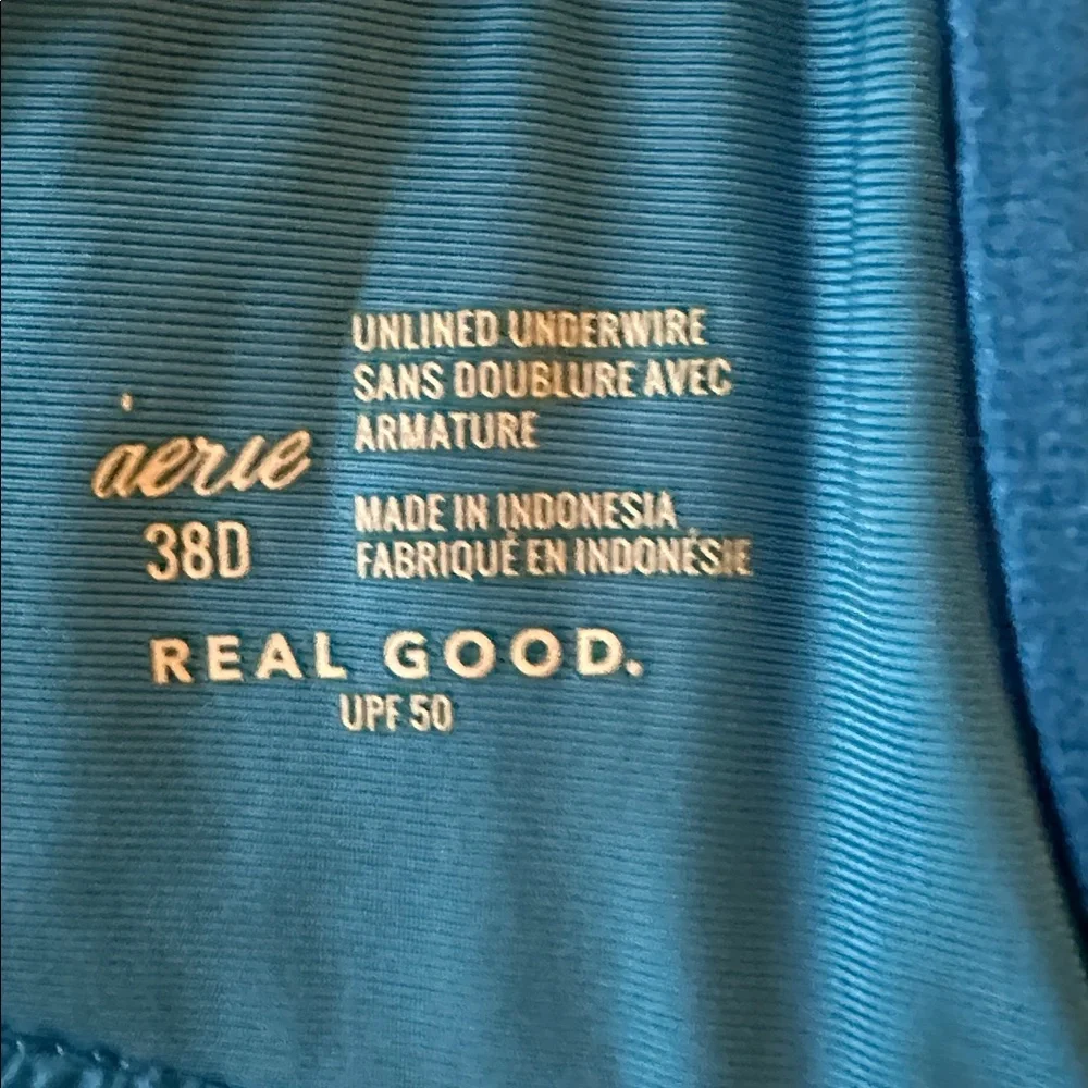 Aerie Blue and White Unlined Underwire Swimsuit Top